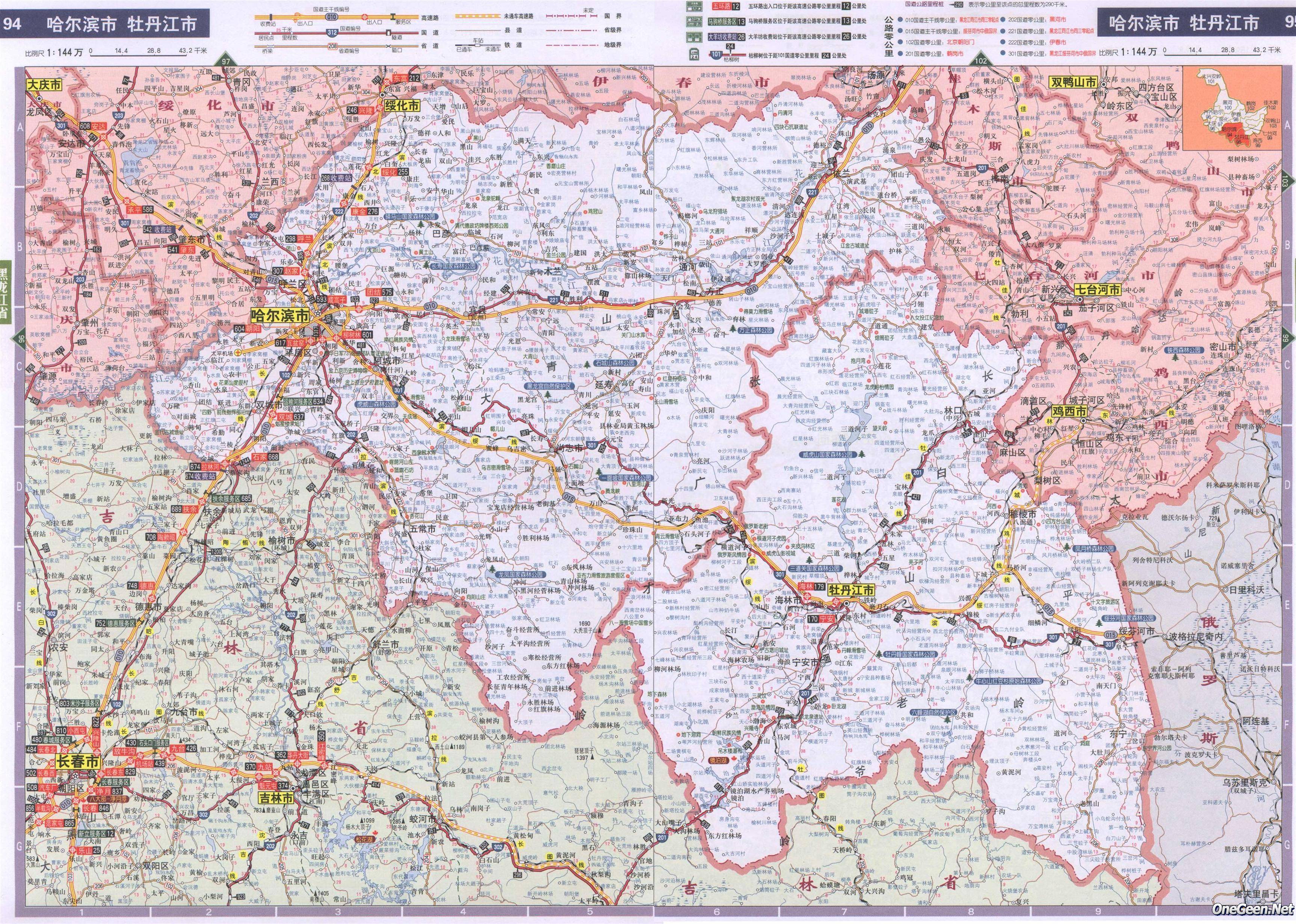 黑龙江哈尔滨市牡丹江市交通地图交通地图库