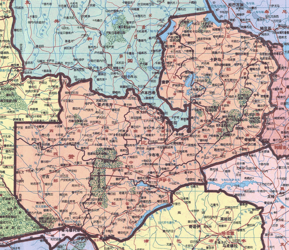 赞比亚中文版地图_赞比亚地图库