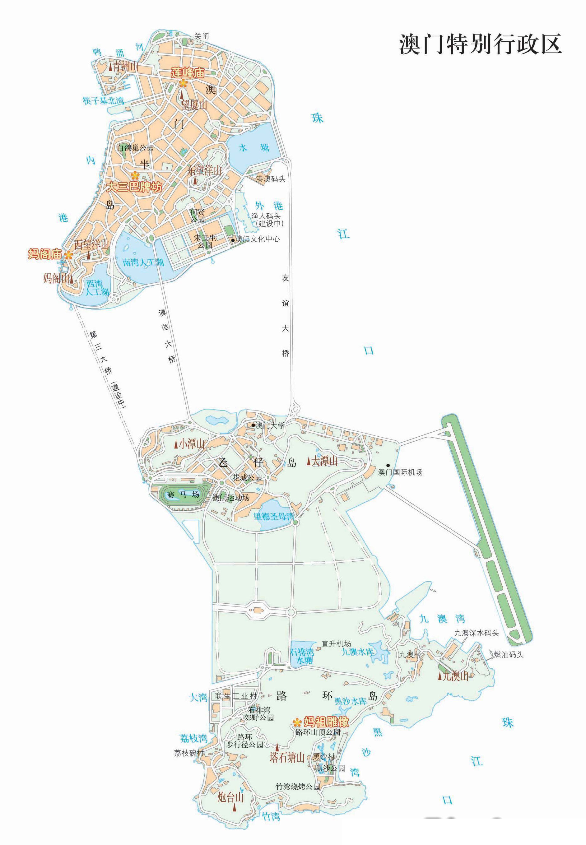 澳门半岛重点旅游景区分布图重要景区地图库