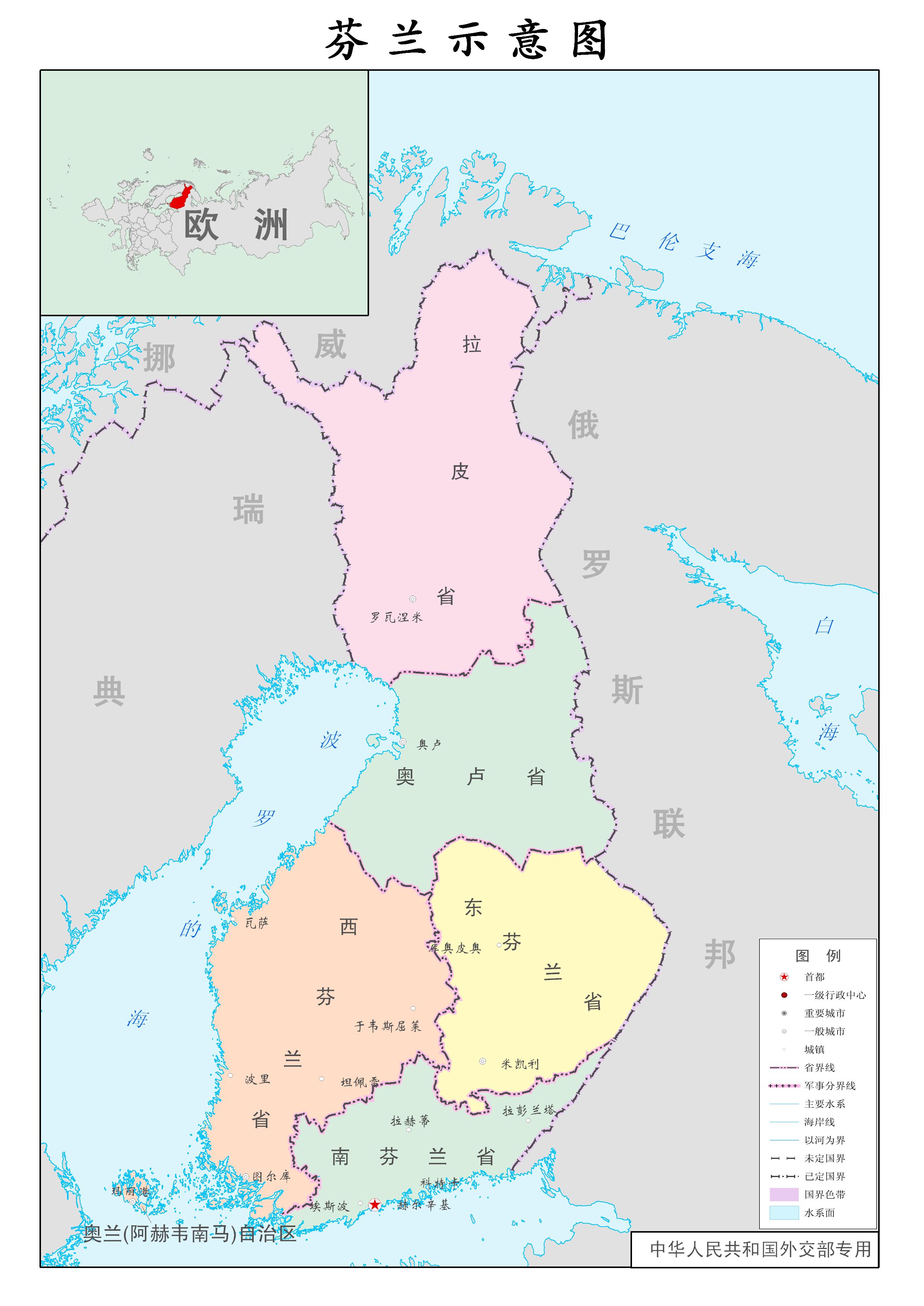 芬兰行政示意图_国家示意图地图库